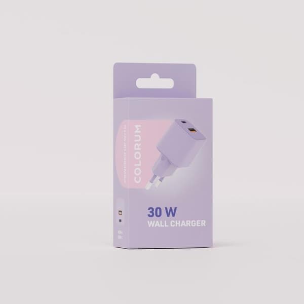 Colorum Snabbladdare 30W 1xUSB-A 1xUSB-C - Lavendel