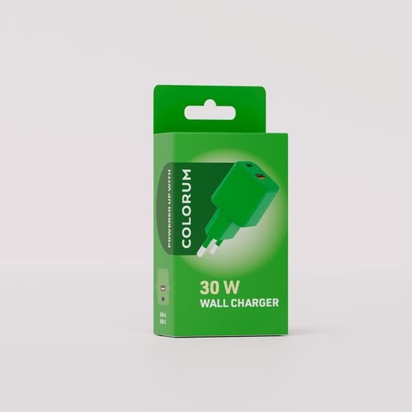 Colorum Snabbladdare 30W 1xUSB-A 1xUSB-C - Grön