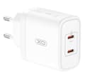 Miniatyrbild 1 av 2: XO Väggladdare 2x USB-C 50W PD - Vit