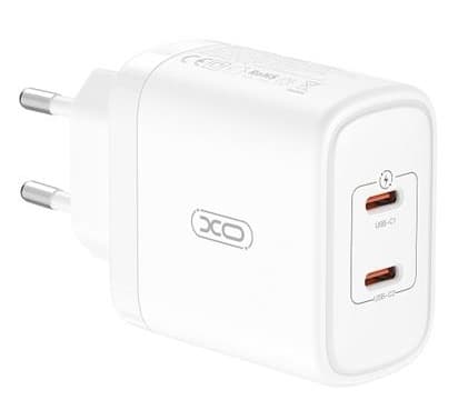 XO Väggladdare 2x USB-C 50W PD - Vit