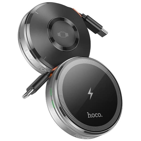 Hoco MagSafe Trådlös Laddare 15W iPhone/Apple Watch med infällbar USB-C Kabel