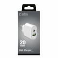Miniatyrbild 10 av 11: SBS Snabbladdare 20W USB-A USB-C med PD - Vit