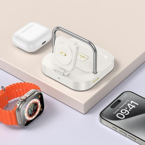 Hoco 3in1 Trådlös Laddare Apple Watch, iPhone, Airpods 5W 3A