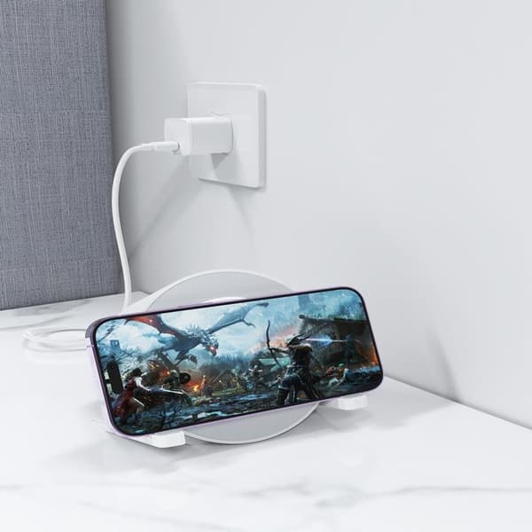 Devia Trådlös Laddare 15W Bluetooth-Högtalare och Lampa - Vit