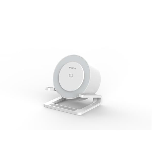 Devia Trådlös Laddare 15W Bluetooth-Högtalare och Lampa - Vit