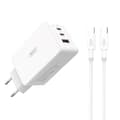 Miniatyrbild 1 av 5: XO Väggladdare USB/2x USB-C 65W med USB-C/USB-C Kabel PD QC 3A