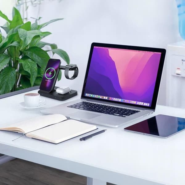 Tech-Protect 3in1 Qi 15W-A37 Trådlös Laddare För Android & Apple - Svart