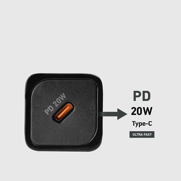 SBS Snabbladdare 20W GaN USB-C med Power Delivery - Svart