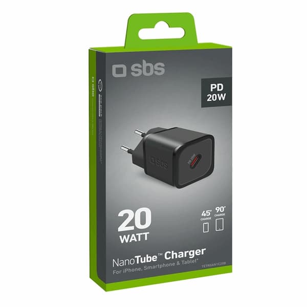 SBS Snabbladdare 20W GaN USB-C med Power Delivery - Svart