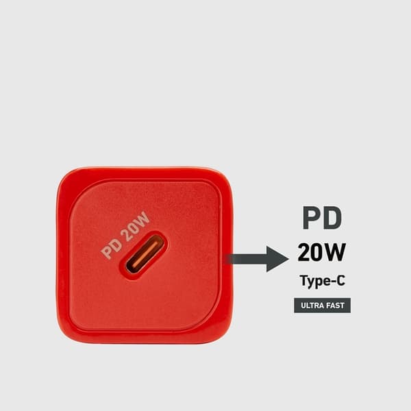 SBS Snabbladdare 20W GaN Power Delivery - Röd