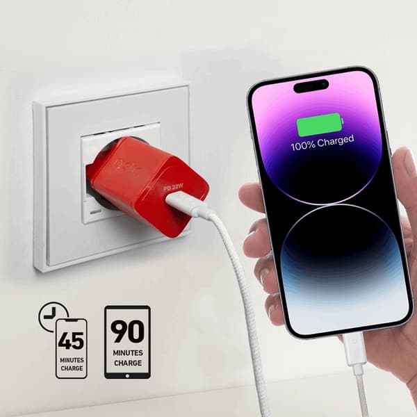 SBS Snabbladdare 20W GaN Power Delivery - Röd