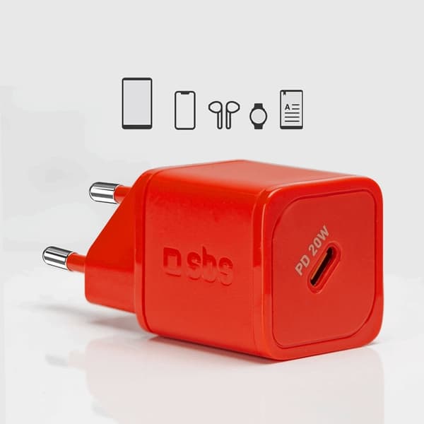 SBS Snabbladdare 20W GaN Power Delivery - Röd