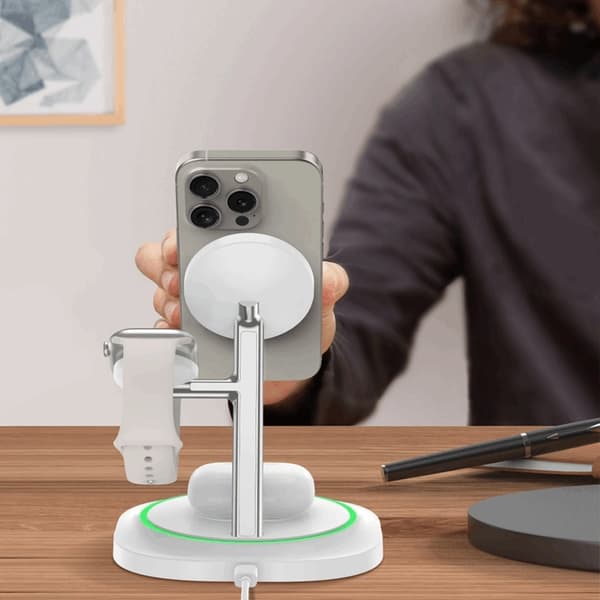 3-in-1 Magsafe Trådlös Laddare iPhone, Apple Watch, AirPods Qi 15W