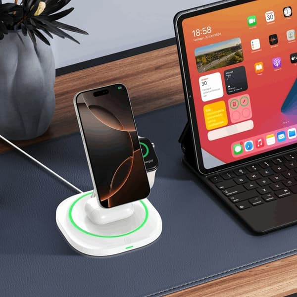 3-in-1 Magsafe Trådlös Laddare iPhone, Apple Watch, AirPods Qi 15W