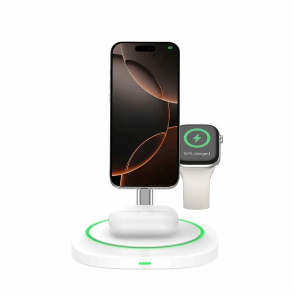3-in-1 Magsafe Trådlös Laddare iPhone, Apple Watch, AirPods Qi 15W