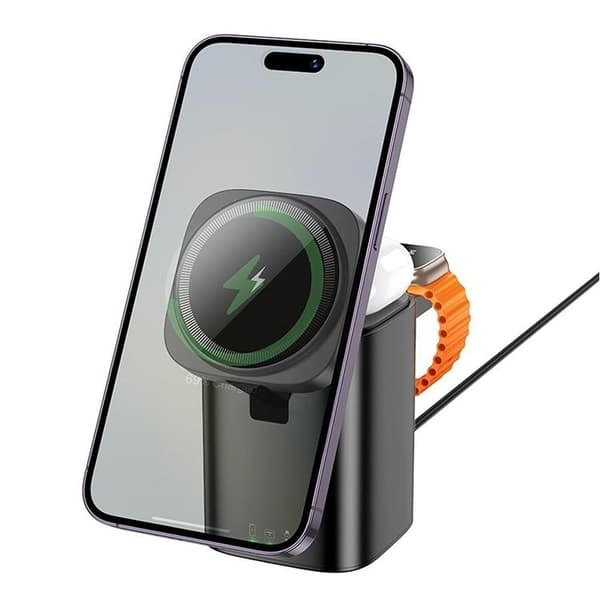 Hoco 6in1 Trådlös Laddare Apple Watch, iPhone, Airpods 15W - Svart