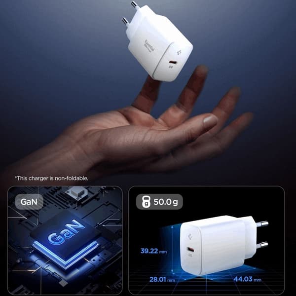 Spigen Essential Snabbladdare EE201EU 1-Ports 20W - Vit