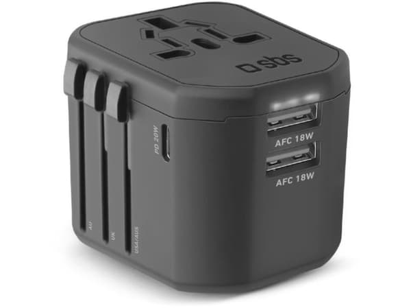 SBS yleismatkasovitin 18W (EU/UK/US/AUS pistoke)