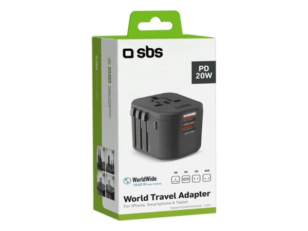 SBS yleismatkasovitin 18W (EU/UK/US/AUS pistoke)