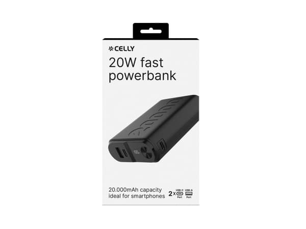 Celly PBUP20000BK, 20000 mAh, Lithium Polymer (LiPo), Sort