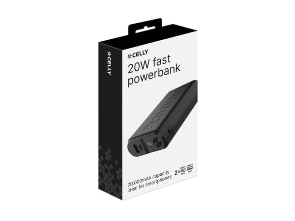 Celly PBUP20000BK, 20000 mAh, Lithium Polymer (LiPo), Sort