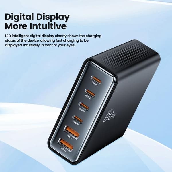 Tech-Protect 6-Port Skrivbord Laddare PD80W - Svart