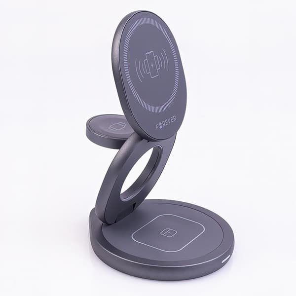 Forever 3-in-1 Trådlös Laddare 15W Magnetisk Universell - Grå