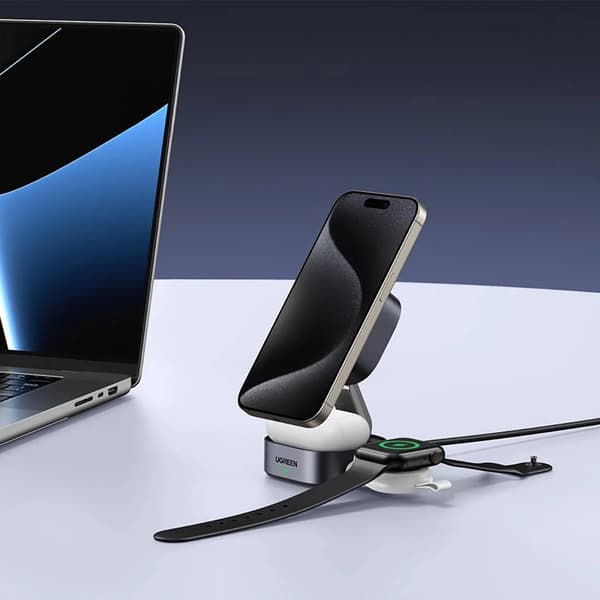 Ugreen 3-in-1 Trådlös Laddare Magsafe iPhone, Apple Watch, AirPods Qi2 - Svart