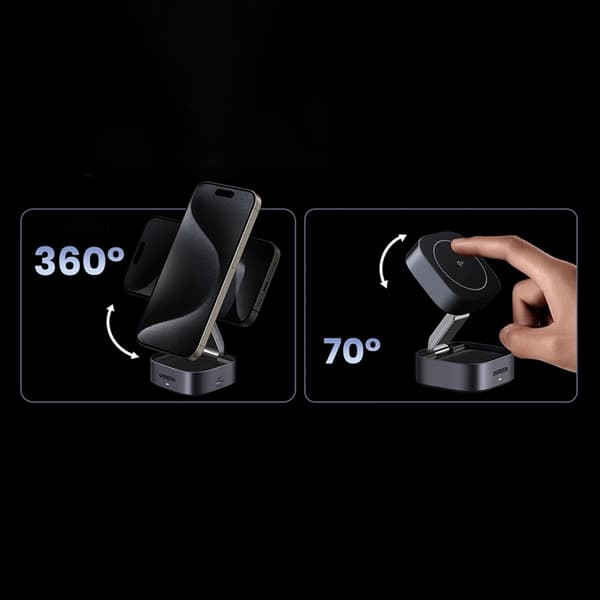 Ugreen 3-in-1 Trådlös Laddare Magsafe iPhone, Apple Watch, AirPods Qi2 - Svart