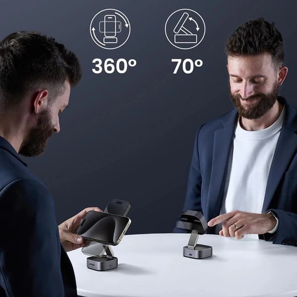 Ugreen 3-in-1 Trådlös Laddare Magsafe iPhone, Apple Watch, AirPods Qi2 - Svart