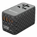 Miniatyrbild 1 av 5: Verbatim Reseladdare GaN 100W PD 2xUSB-C 2xUSB-A EU/UK/US - Svart