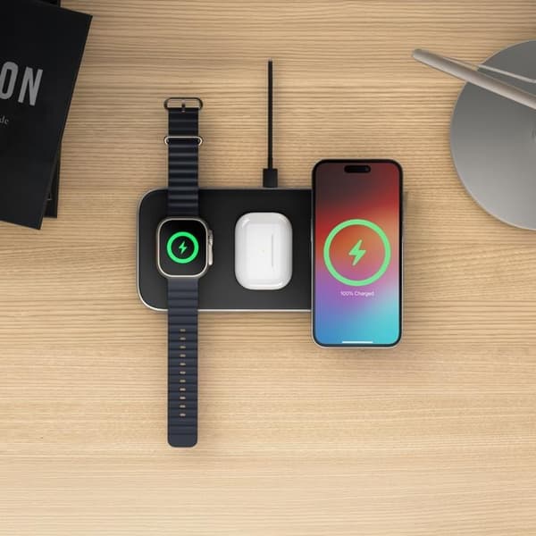 Satechi Qi2 Trio trådlös laddningsplatta - med 45W reseladdare