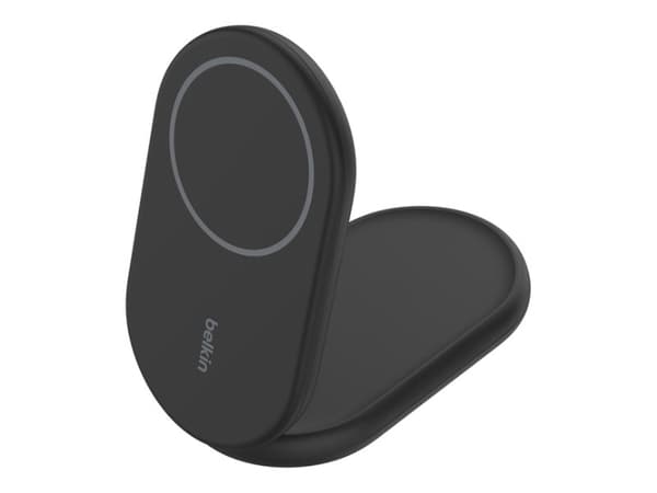 Belkin BoostCharge - Trådløst ladestativ - magnetisk, sammenleggbar, med Qi2 - 15 watt - 3 A - Fast Charge, Power Delivery 3.1 - svart Sort