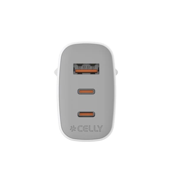 Celly 65W GaN Vegglader 2xUSB-C & USB-A
