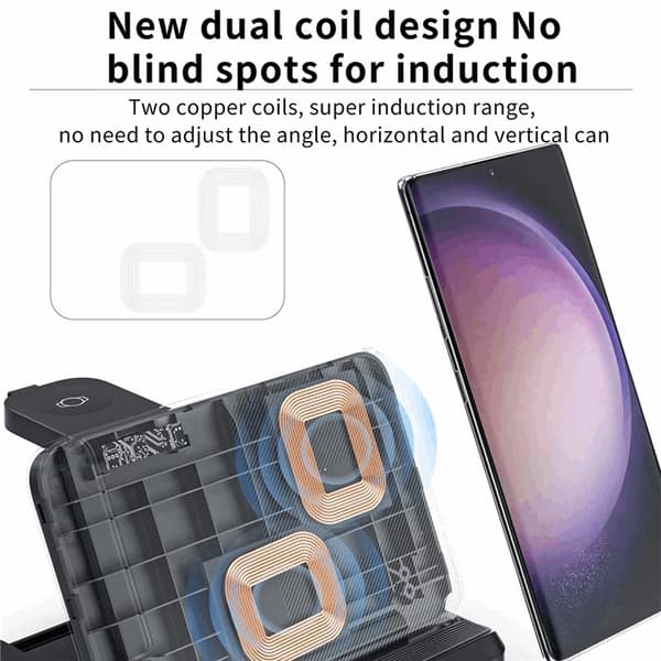 3-in-1 Trådlös Laddare Samsung Galaxy - Buds - Watch - Svart