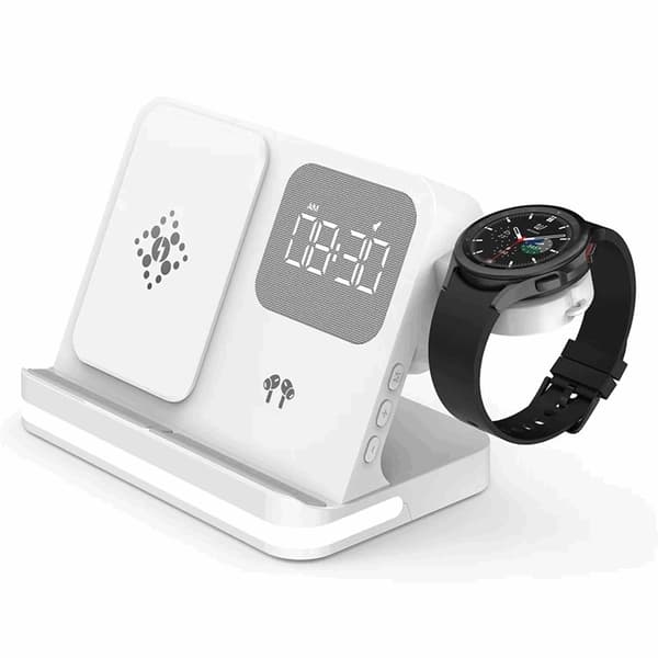 3-in-1 Trådlös Laddare 15W Samsung Galaxy - Buds - Watch - Vit