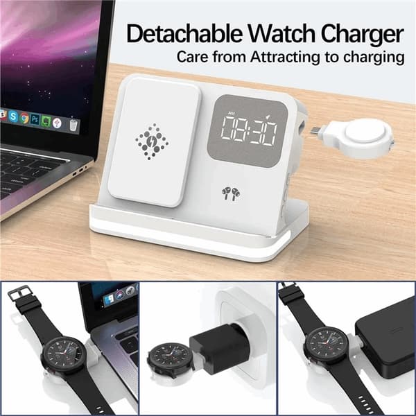 3-in-1 Trådlös Laddare 15W Samsung Galaxy - Buds - Watch - Vit