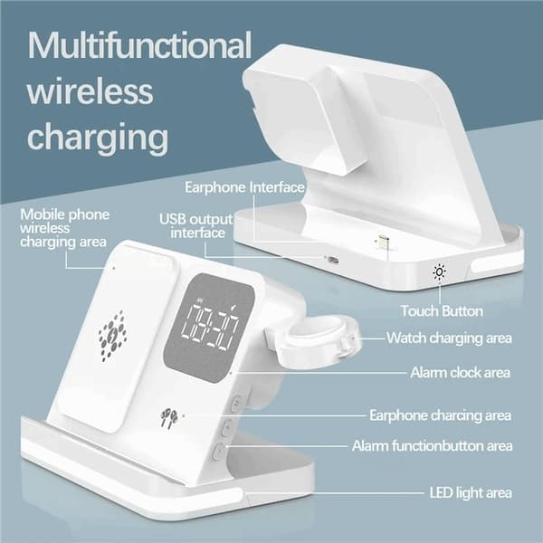 3-in-1 Trådlös Laddare 15W Samsung Galaxy - Buds - Watch - Vit