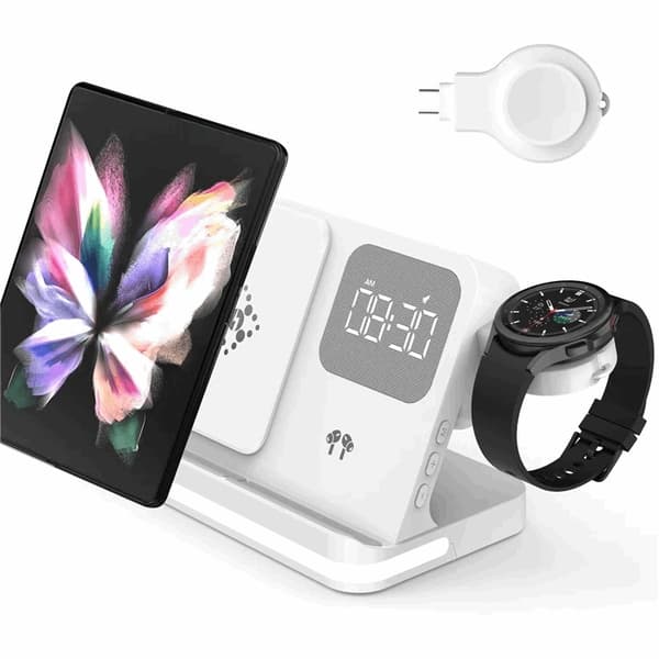 3-in-1 Trådlös Laddare 15W Samsung Galaxy - Buds - Watch - Vit