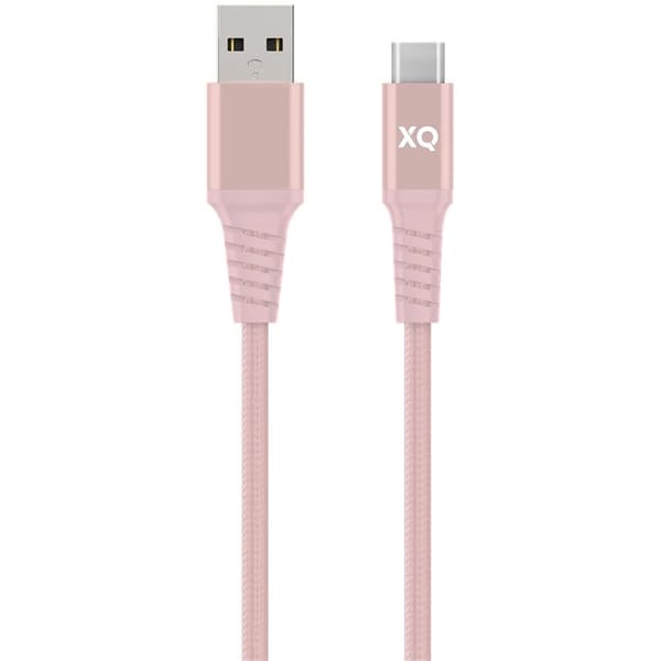 XQISIT Kaapeli Punottu USB-A/USB-C 2m Ruusukulta