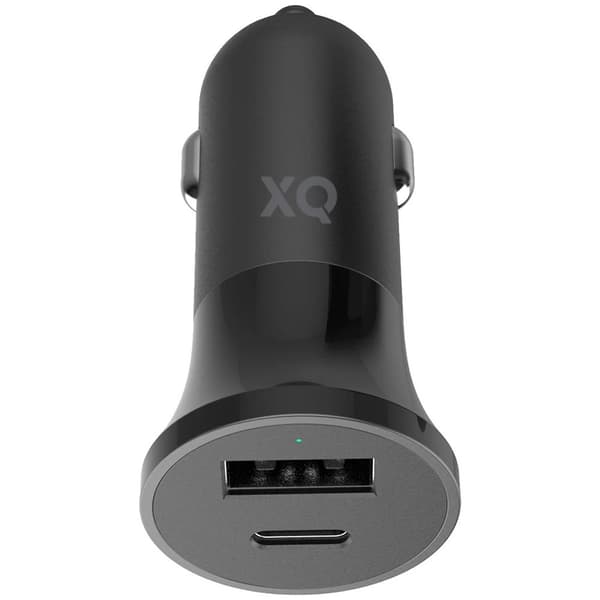 XQISIT Autolaturi USB-C & USB-A 27W musta
