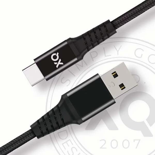 XQISIT Kaapeli Punottu USB-A/USB-C 2m Musta