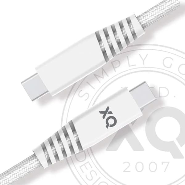 XQISIT Kabel Flätad USB-C till USB-C 2m Vit