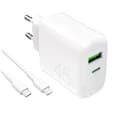 Miniatyrbild 1 av 2: Puro Snabbladdare 45W USB-A/USB-C med USB-C Kabel PD - Vit