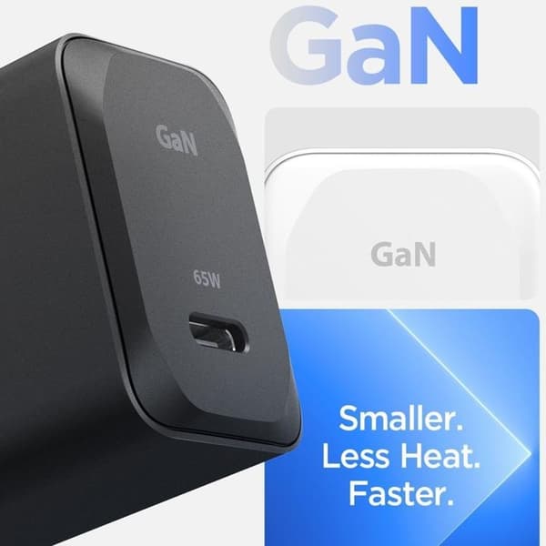 Spigen GAN-651 1-Port Snabbladdare 65W + Typ-C Kabel