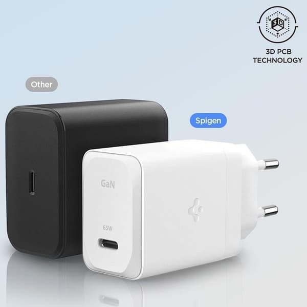 Spigen GAN-651 1-Port Snabbladdare 65W + Typ-C Kabel