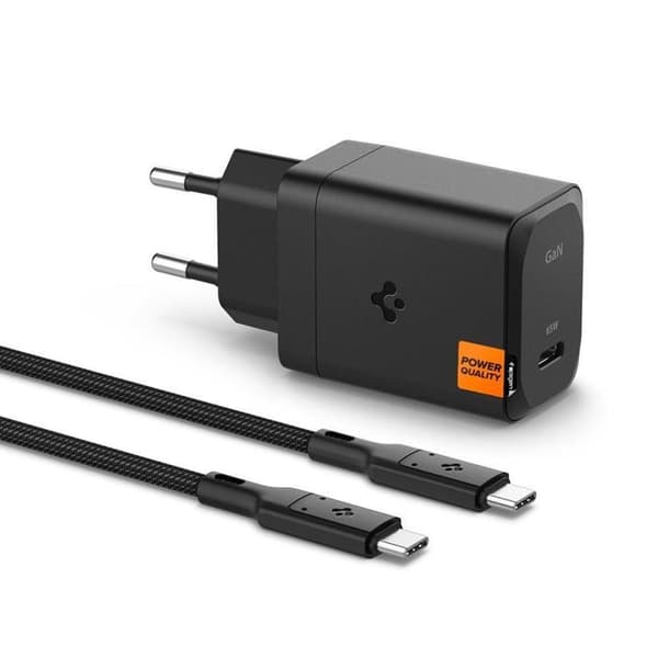 Spigen GAN-651 1-Port Snabbladdare 65W + Typ-C Kabel