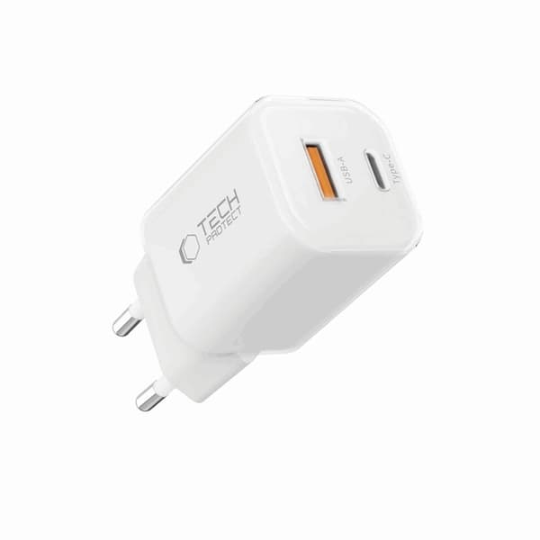 Tech-Protect Snabbladdare 33W NCM 2-Port QC3.0 - Vit