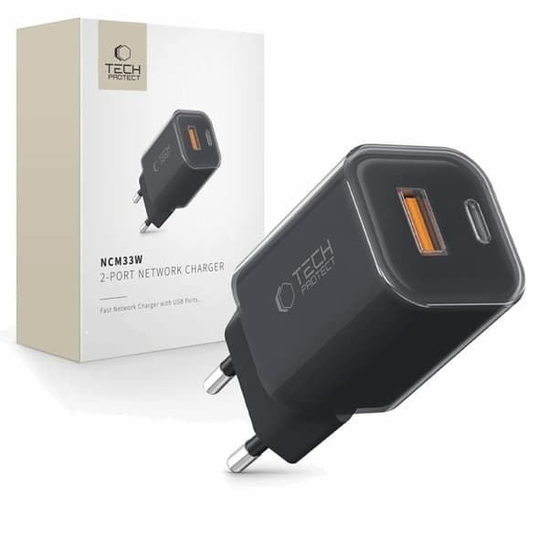 Tech-Protect Snabbladdare 33W NCM 2-Port QC3.0 - Svart