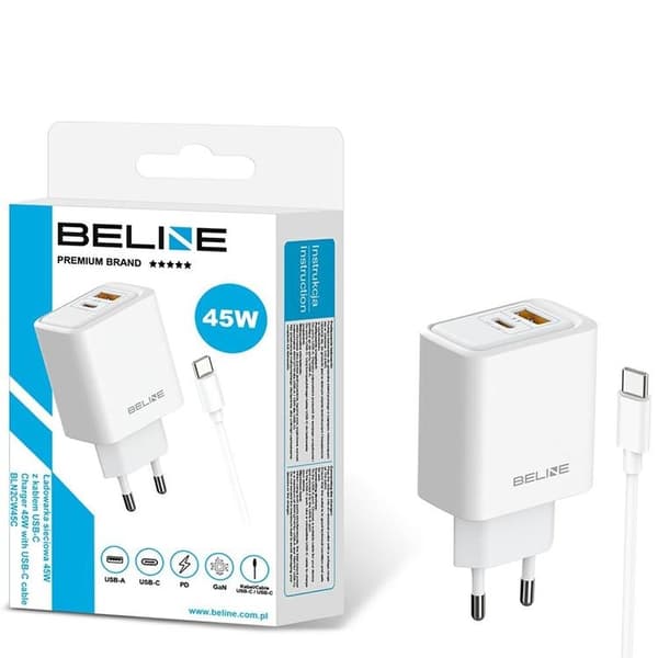 Beline Snabbladdare 45W USB-C Med Kabel - Vit
